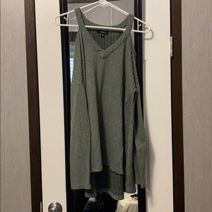 A v-neck, cold shoulder sweater